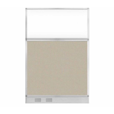 VERSARE Hush Panel Configurable Cubicle Partition 4' x 6' Sand Fabric Clear Window w/ Cable Channel 1855618-2